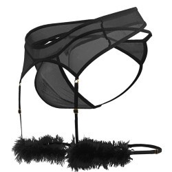 CandyMan String et porte-jarretelles Voltis 2 Pièces Noir